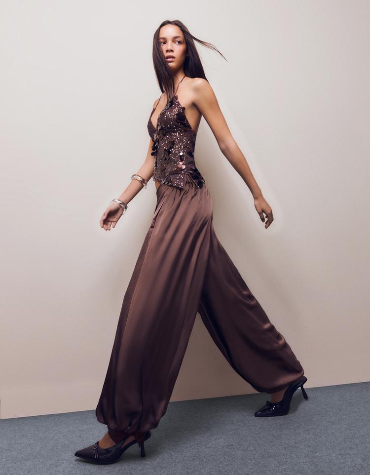 Pantalón bombacho satén