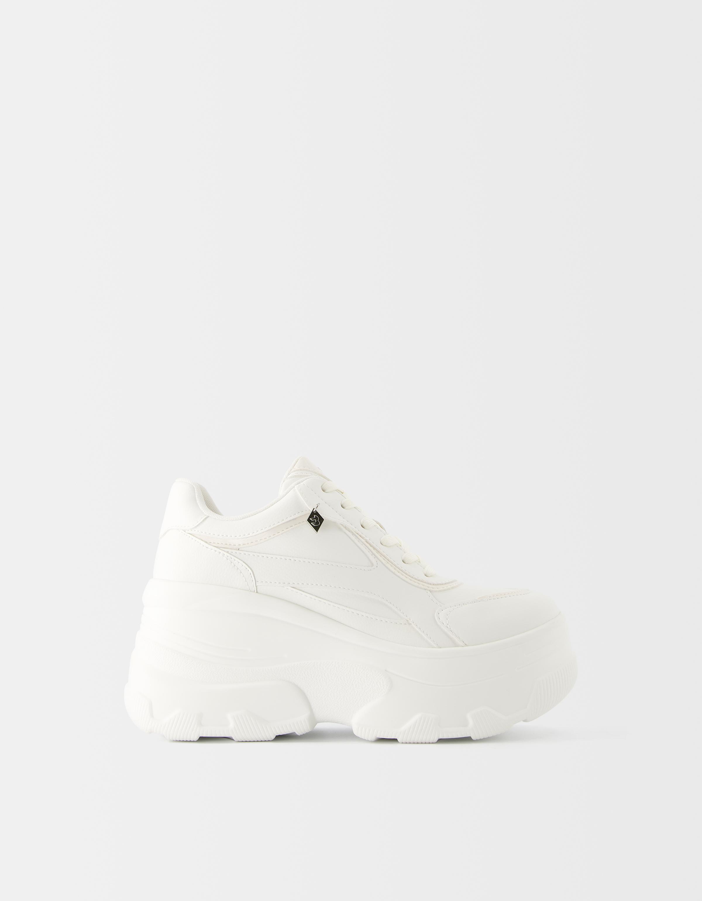 Bershka Xl-Plateau-Sneaker Damen 37 Weiss