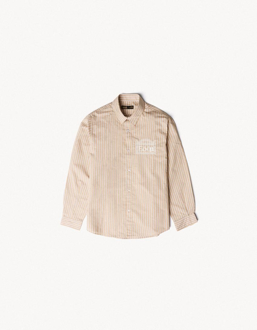 Uzun kollu çizgili gömlek ARIES X BERSHKA-Bej