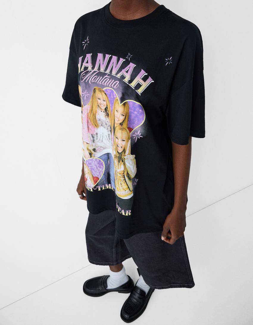 T-shirt Hannah Montana manga curta estampado-Preto-5