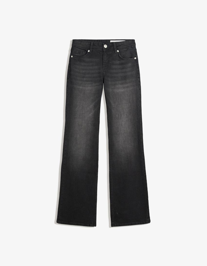 Τζιν παντελόνι bootcut low waist-Γκρι-0
