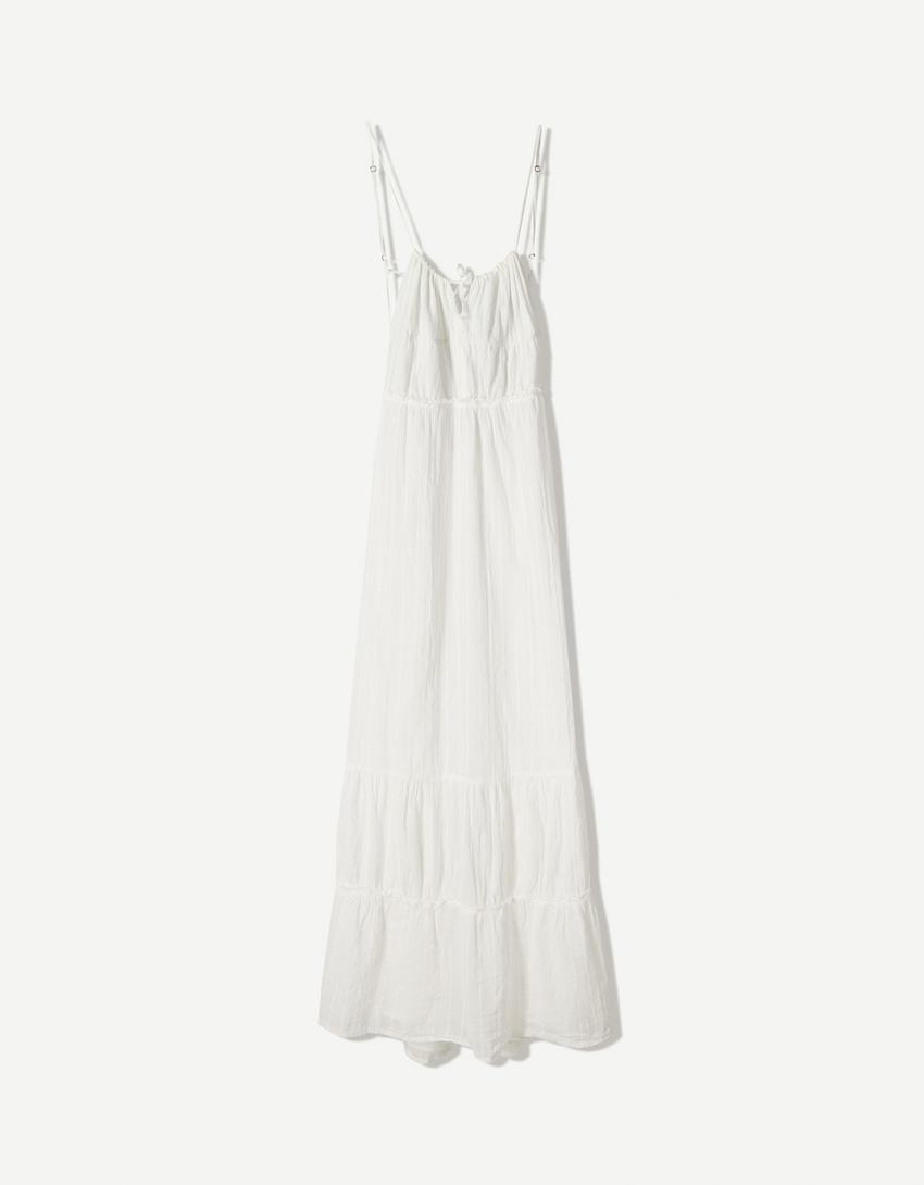Robe midi ample-Blanc-3