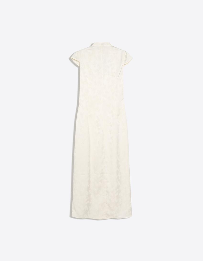 Jacquard sateen midi dress-White
