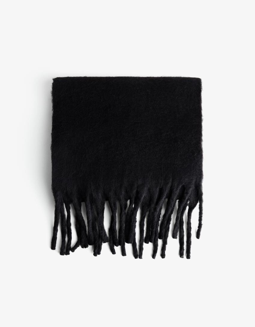 Solid-coloured scarf-Black