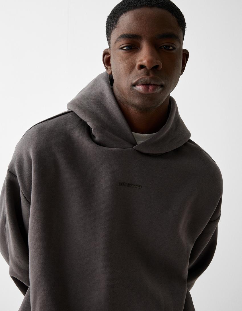 Boxy fit hoodie-Grey-2