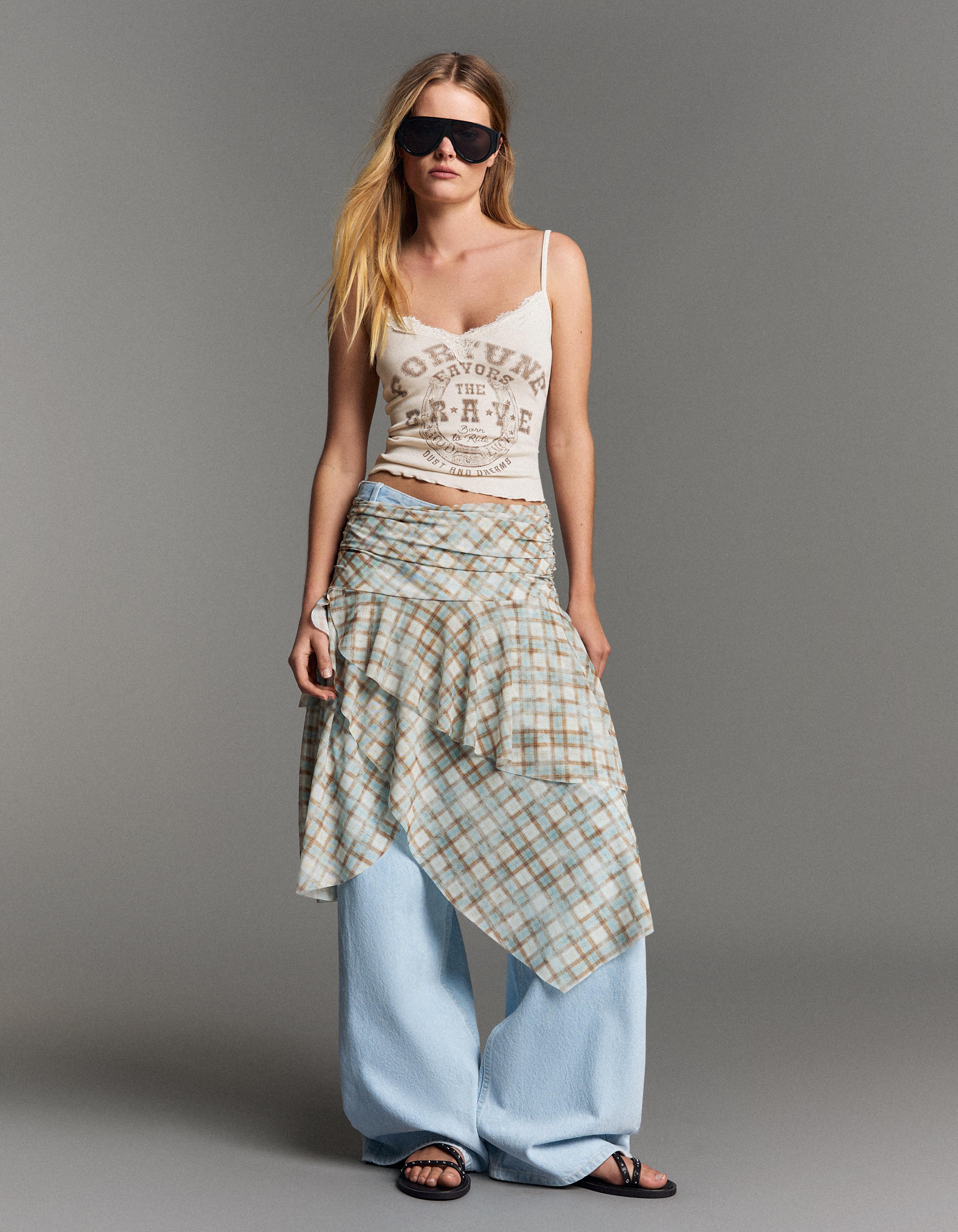 Printed lace camisole — Sand