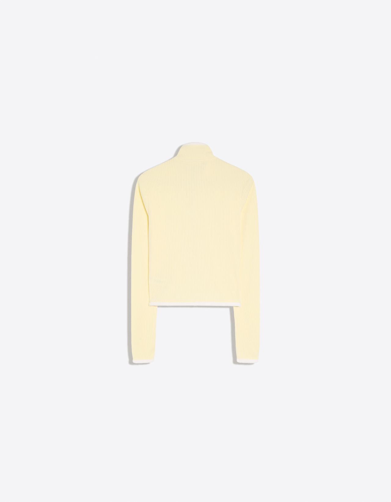 Ribbed zip-up mock neck jacket — Yellow