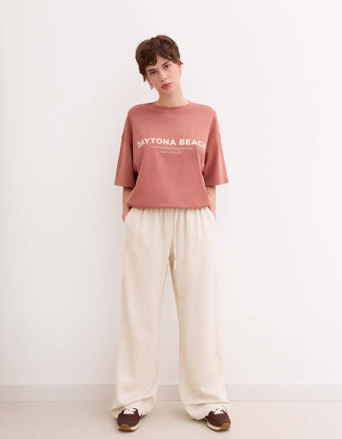 Linen blend trousers with an elasticated waistband