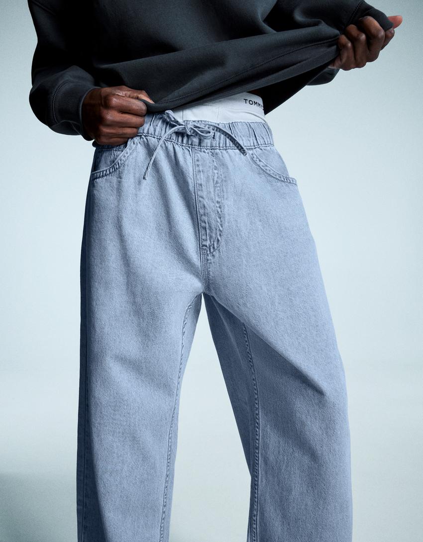 Straight jogger jeans-Light blue