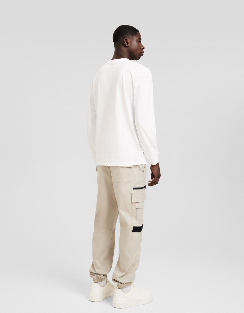 Calças jogger multicargo técnicas-Areia-2