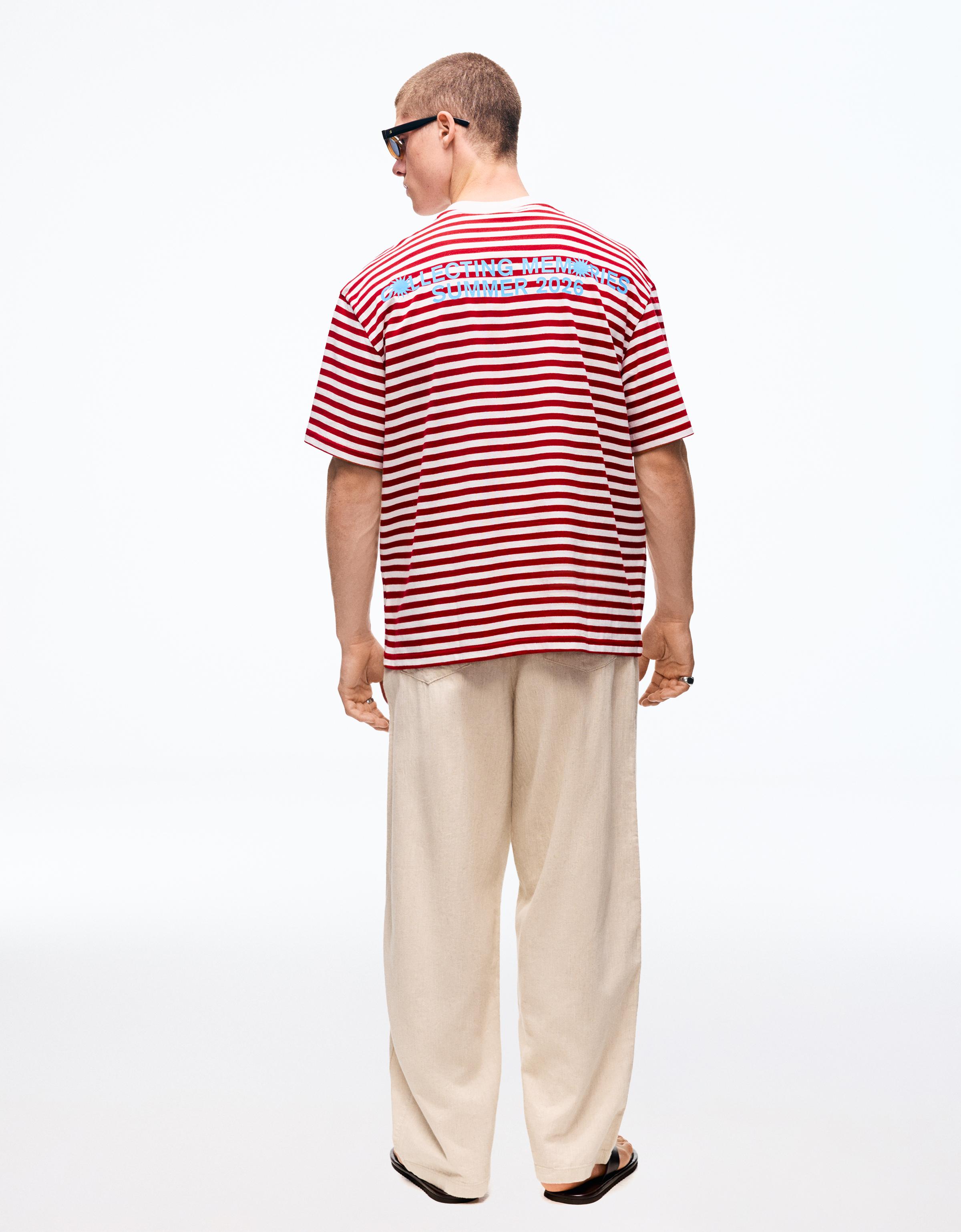Striped relaxed fit T-shirt — Red
