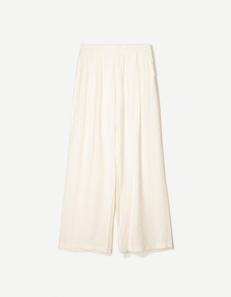 Wide leg drawstring trousers