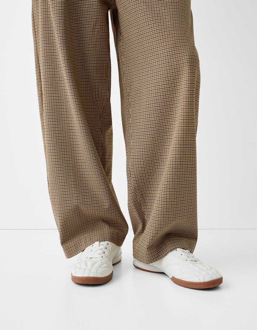 Pantalon tailoring imprimé pied de poule-Marron-6