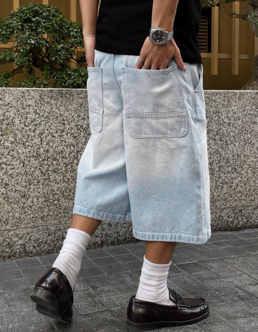 Denim skater Bermuda shorts-Light blue