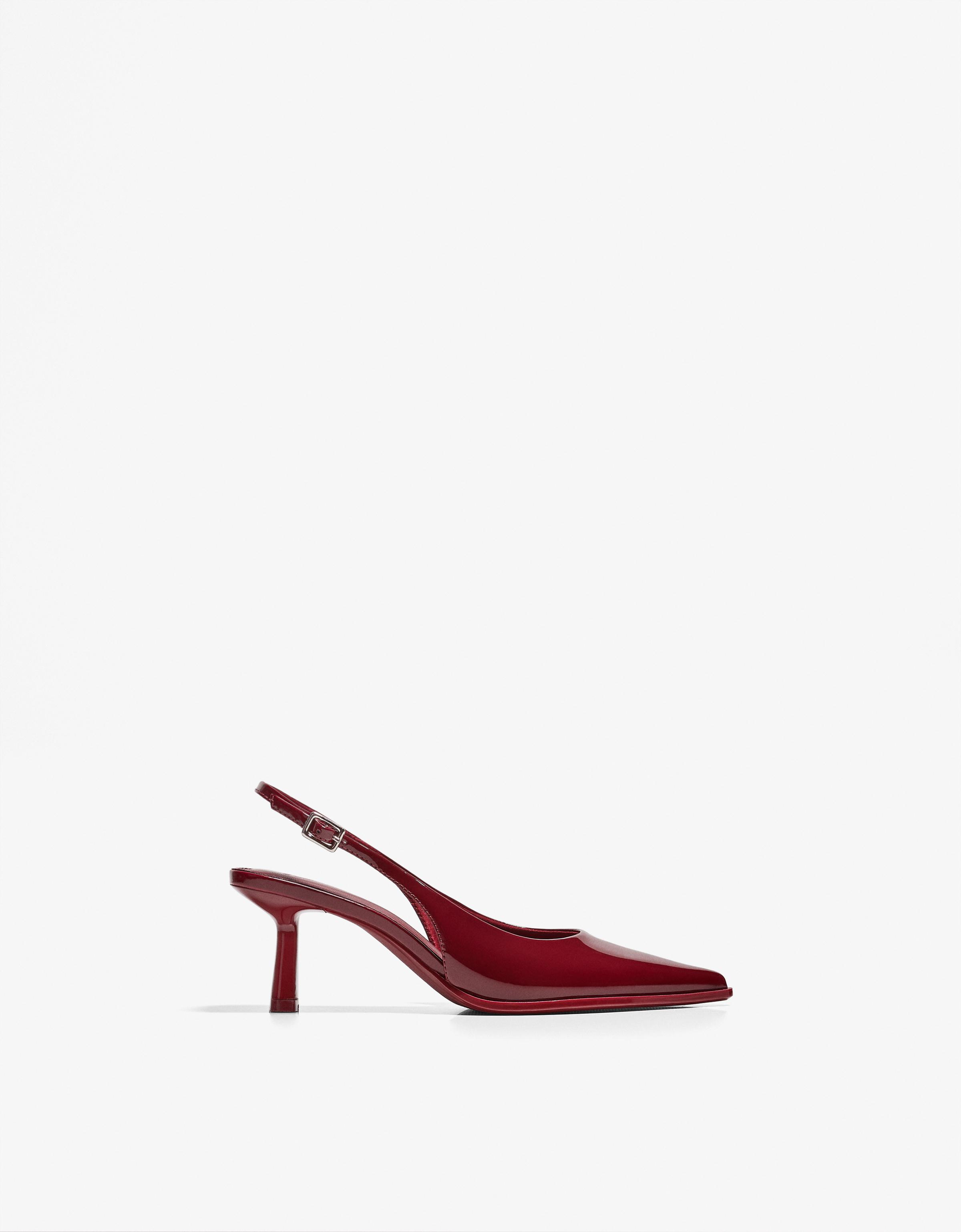 Bershka Kitten-Absatzschuhe Mit Offener Ferse Damen 35 Granatrot