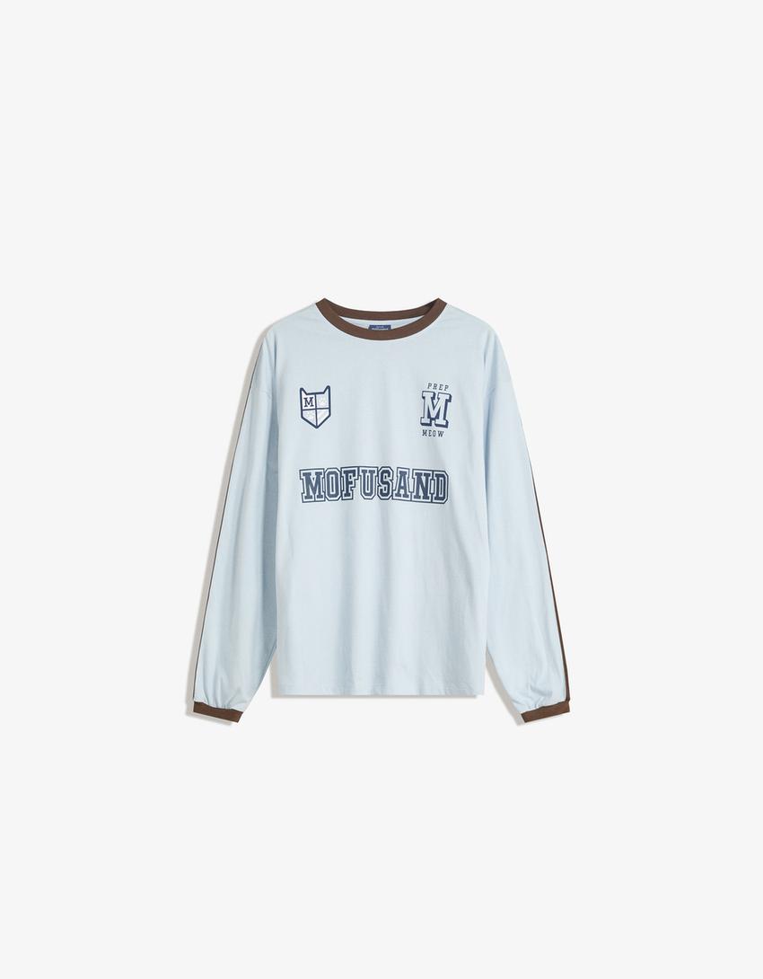 Camiseta Mofusand manga larga print-Azul claro-4