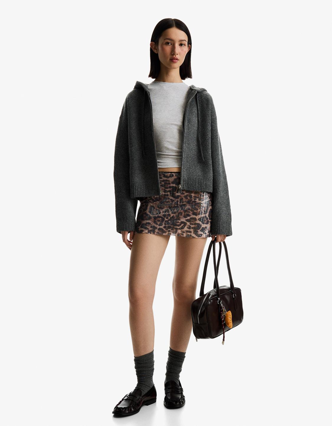 Sequinned mini skirt