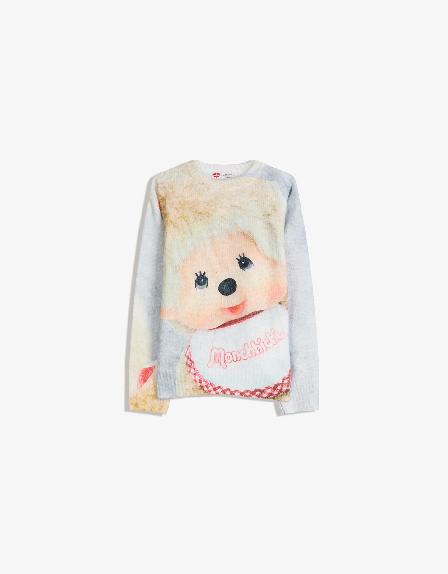 Bershka dzianina monchhichi z nadrukiem biały