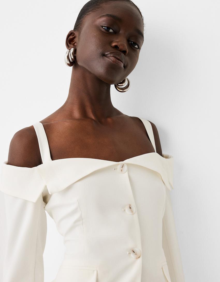 بليزر مكشوف الكتفين-أبيض-5