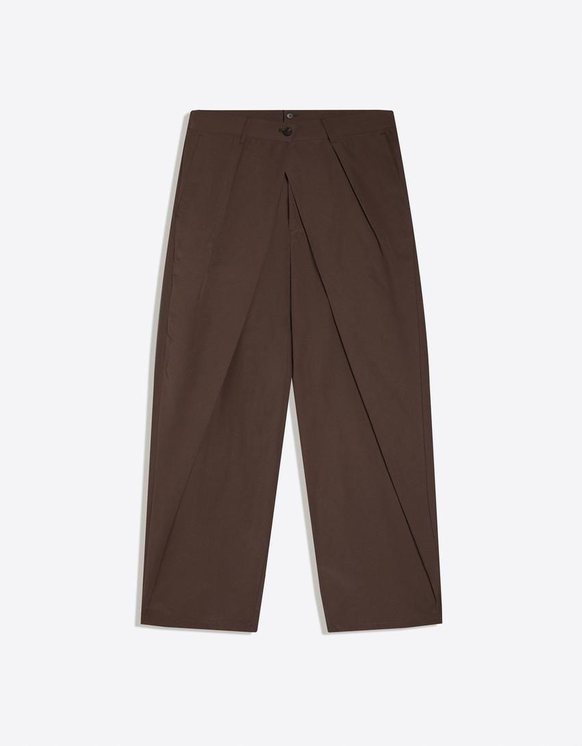 Super baggy crossover trousers-Brown