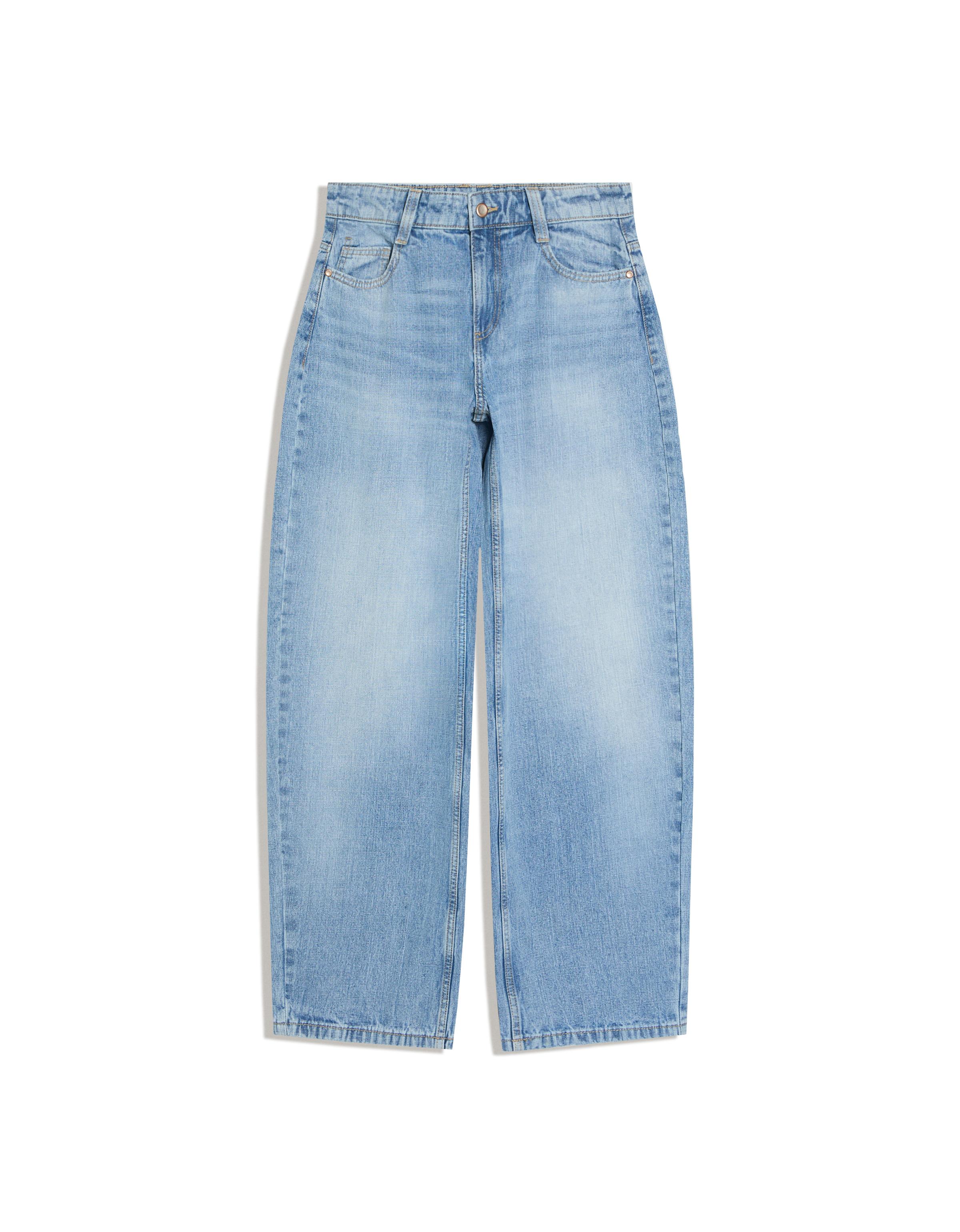Low-rise baggy barrel jeans — Light blue