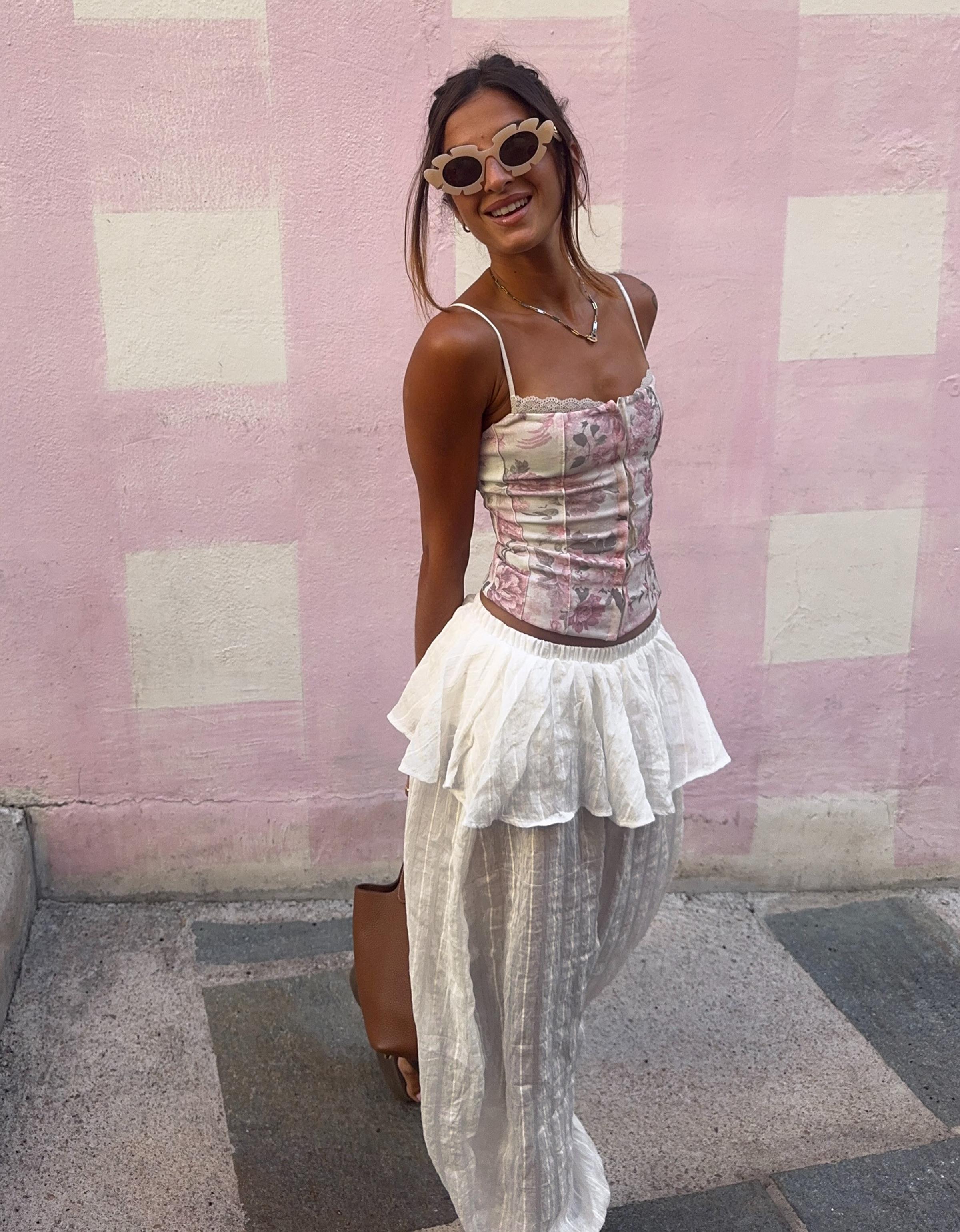 Sarouel trousers with peplum waist — Off white
