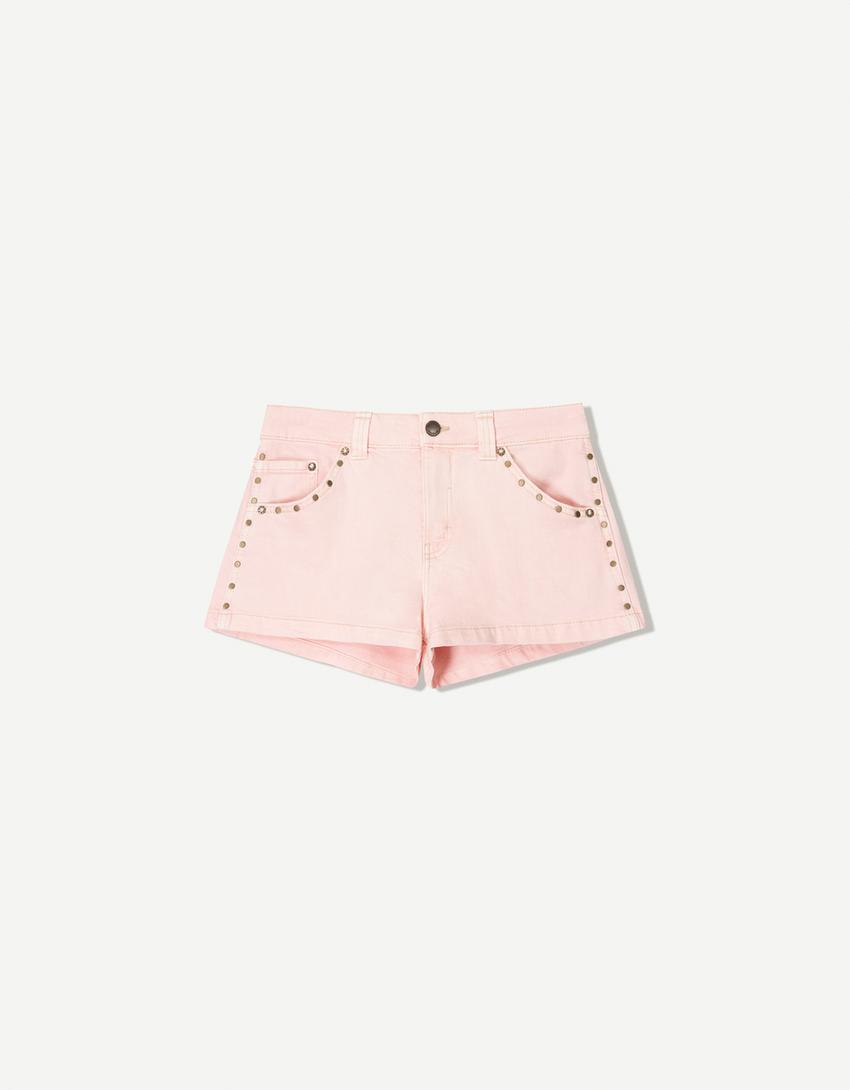 Voluminøse shorts med nitter-Pink
