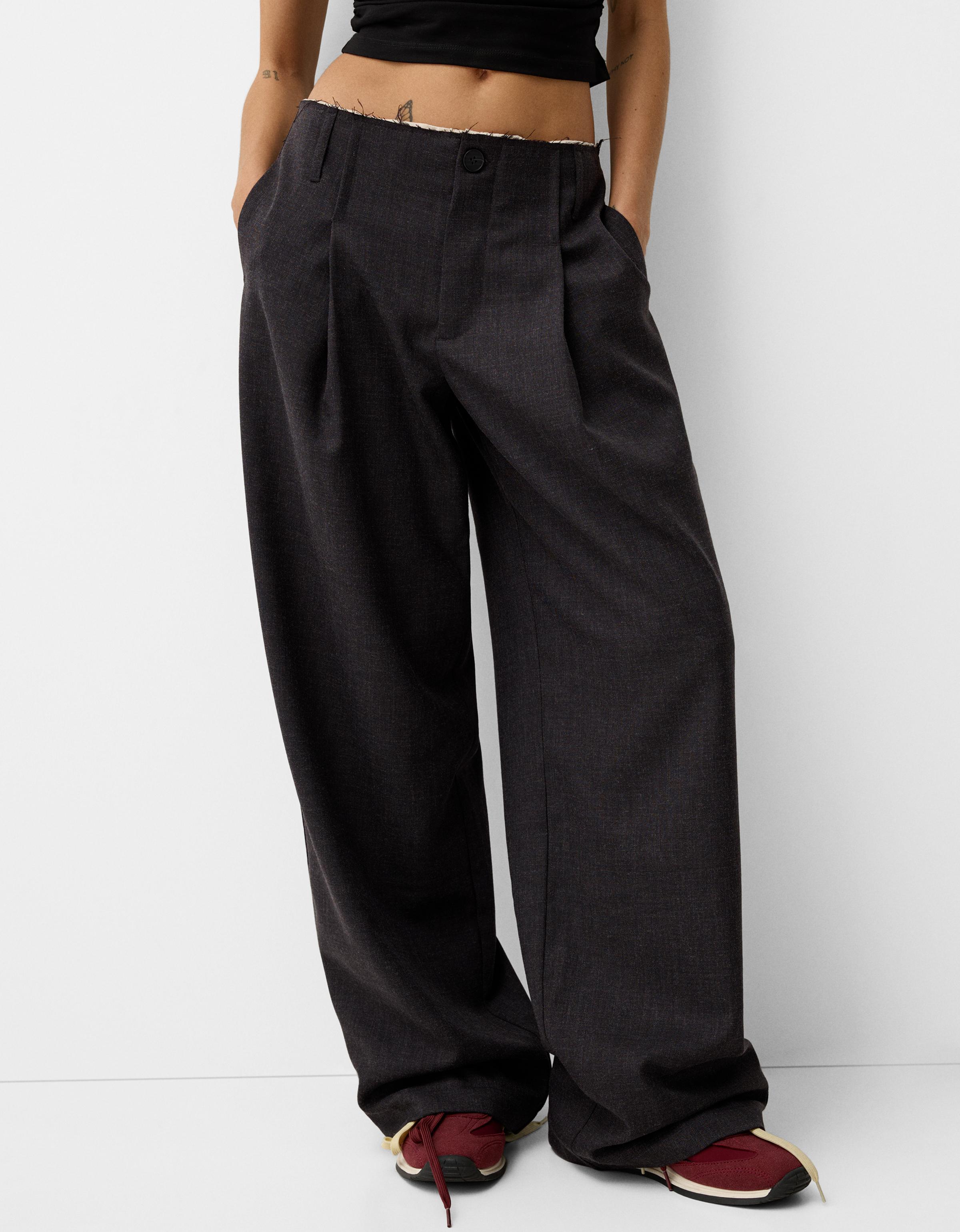 Bershka Tailoring-Hose Damen 34 Grau