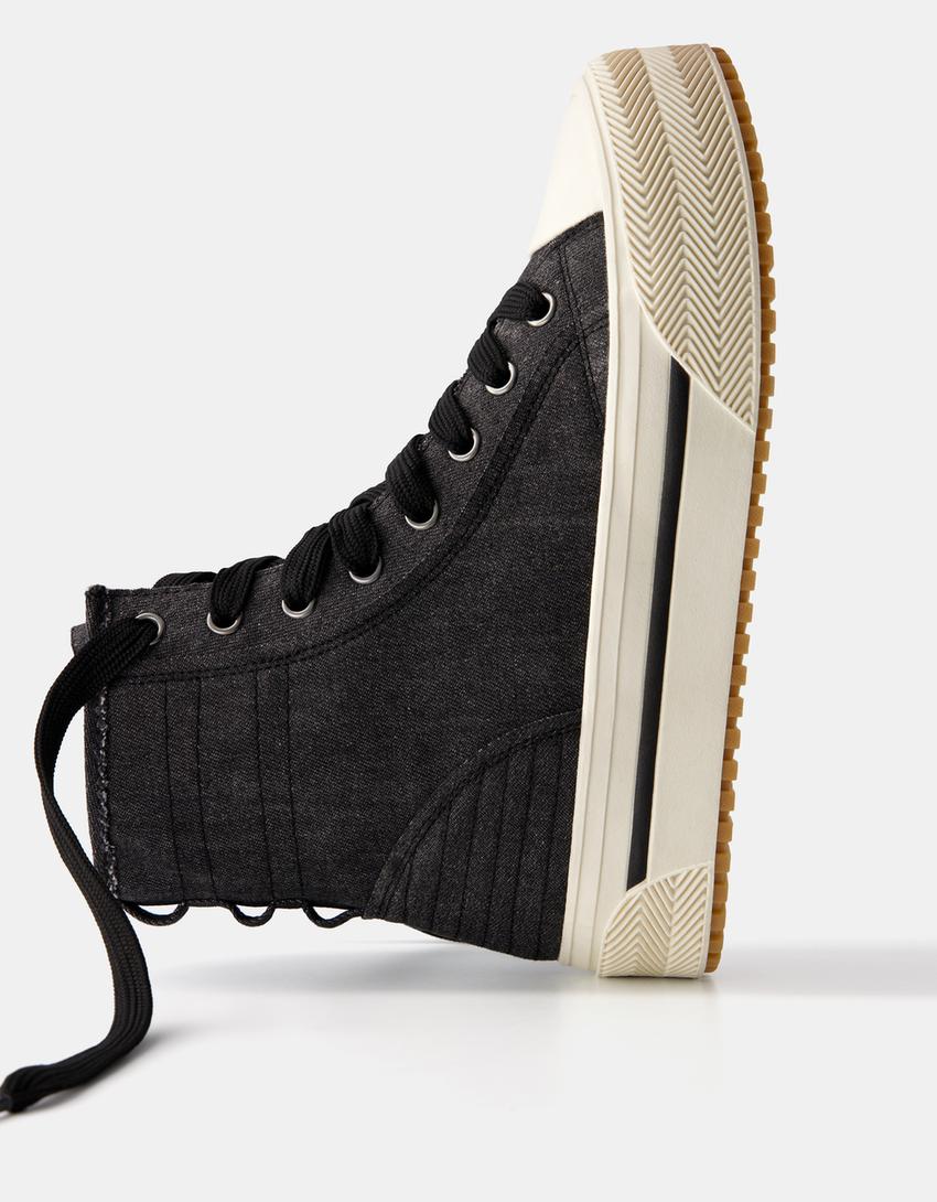 Sapatilhas abotinadas denim homem-Preto-3