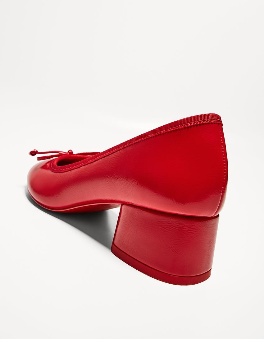 Ballerines à talon-Rouge-2