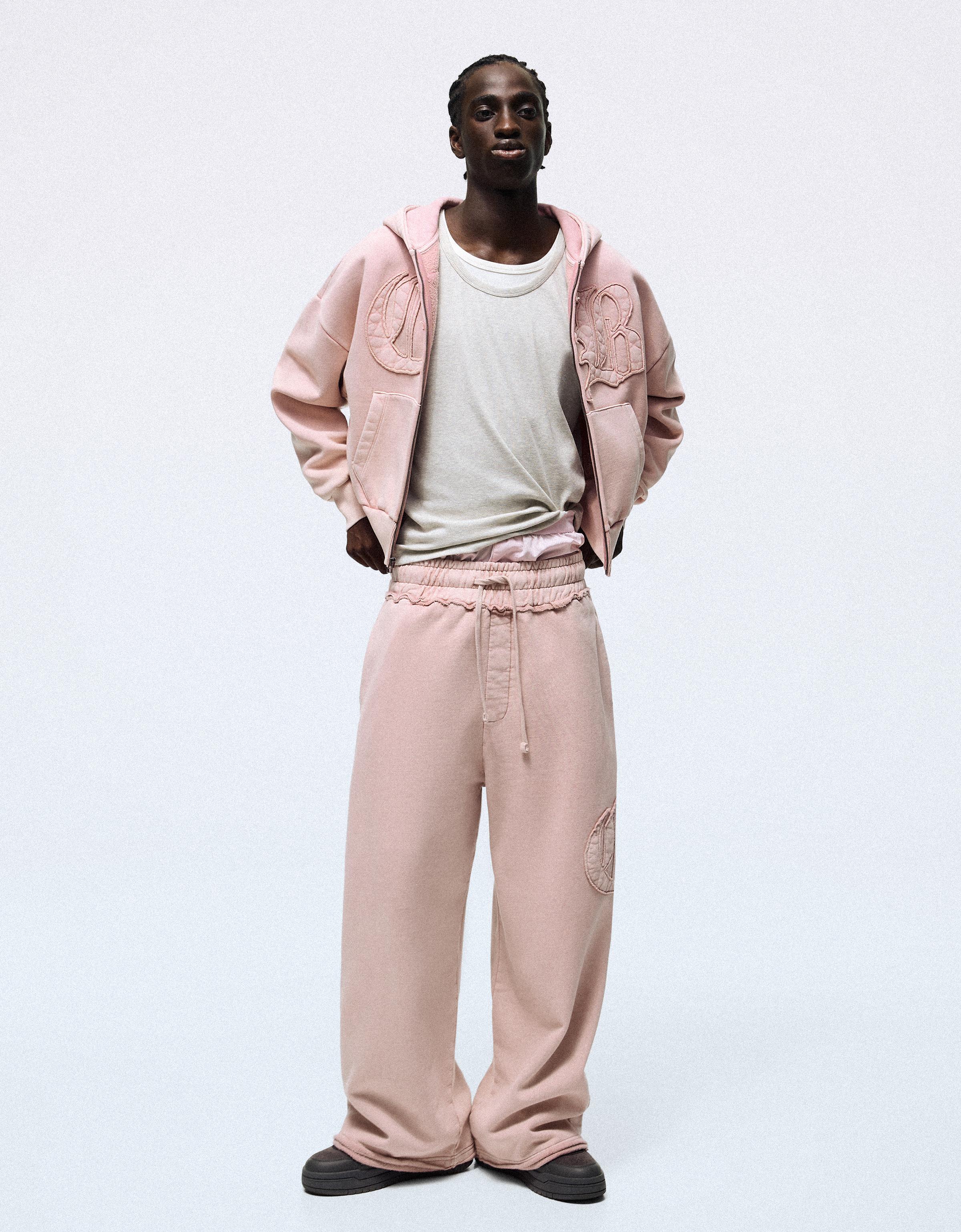 Washed zip-up hoodie — Pink