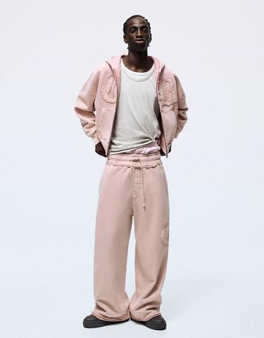 Washed zip-up sweatshirt with hood — Pink 5
