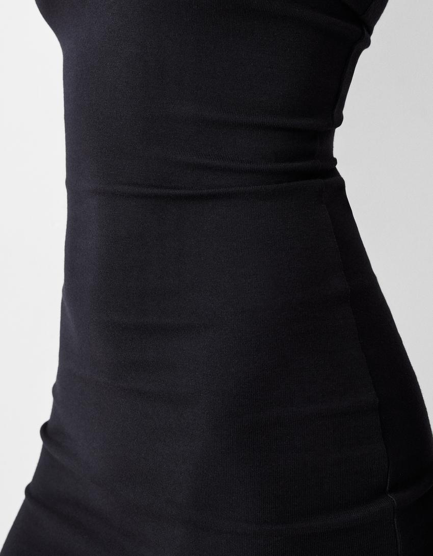 Açık omuzlu mini elbise-Siyah-6