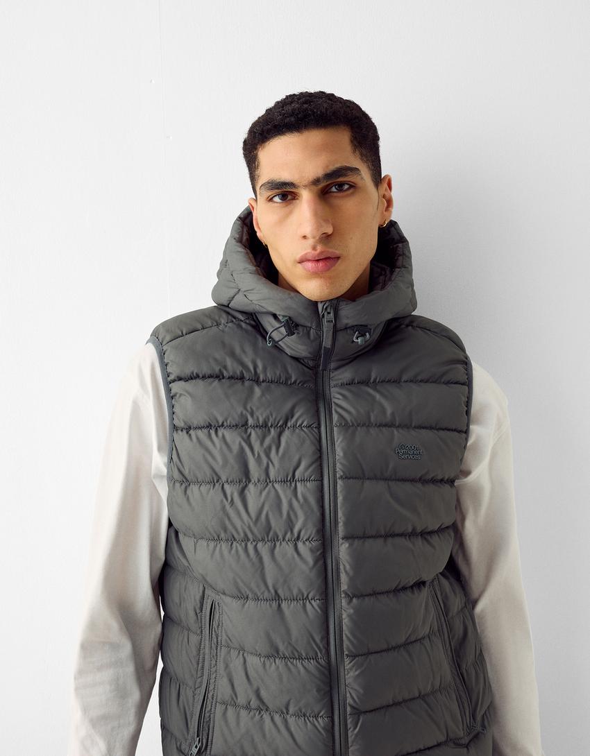 جاكيت فيست منفوخ خفيف بغطاء رأس-رمادي-2