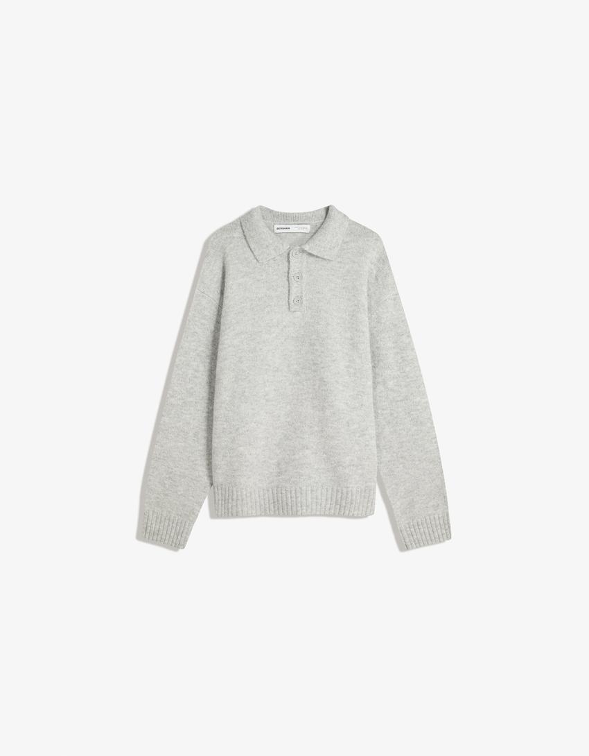 Pull col polo-Gris-4