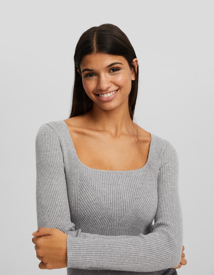 بودي محاك بأكمام طويلة وفتحة صدرب مربعة-رمادي-2