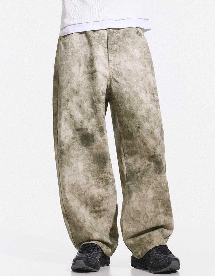 Pantalon super baggy fit imprimé-Vert