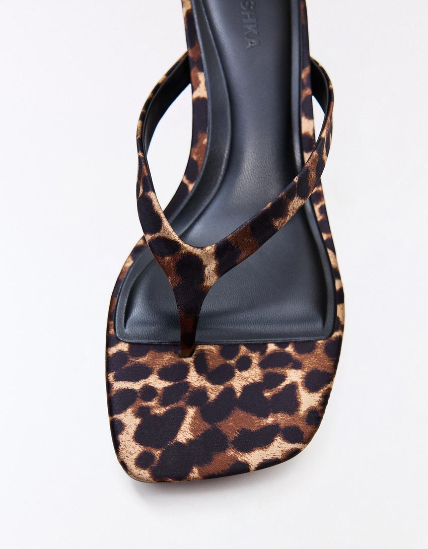 Thong heel sandals-ANIMAL PRINT