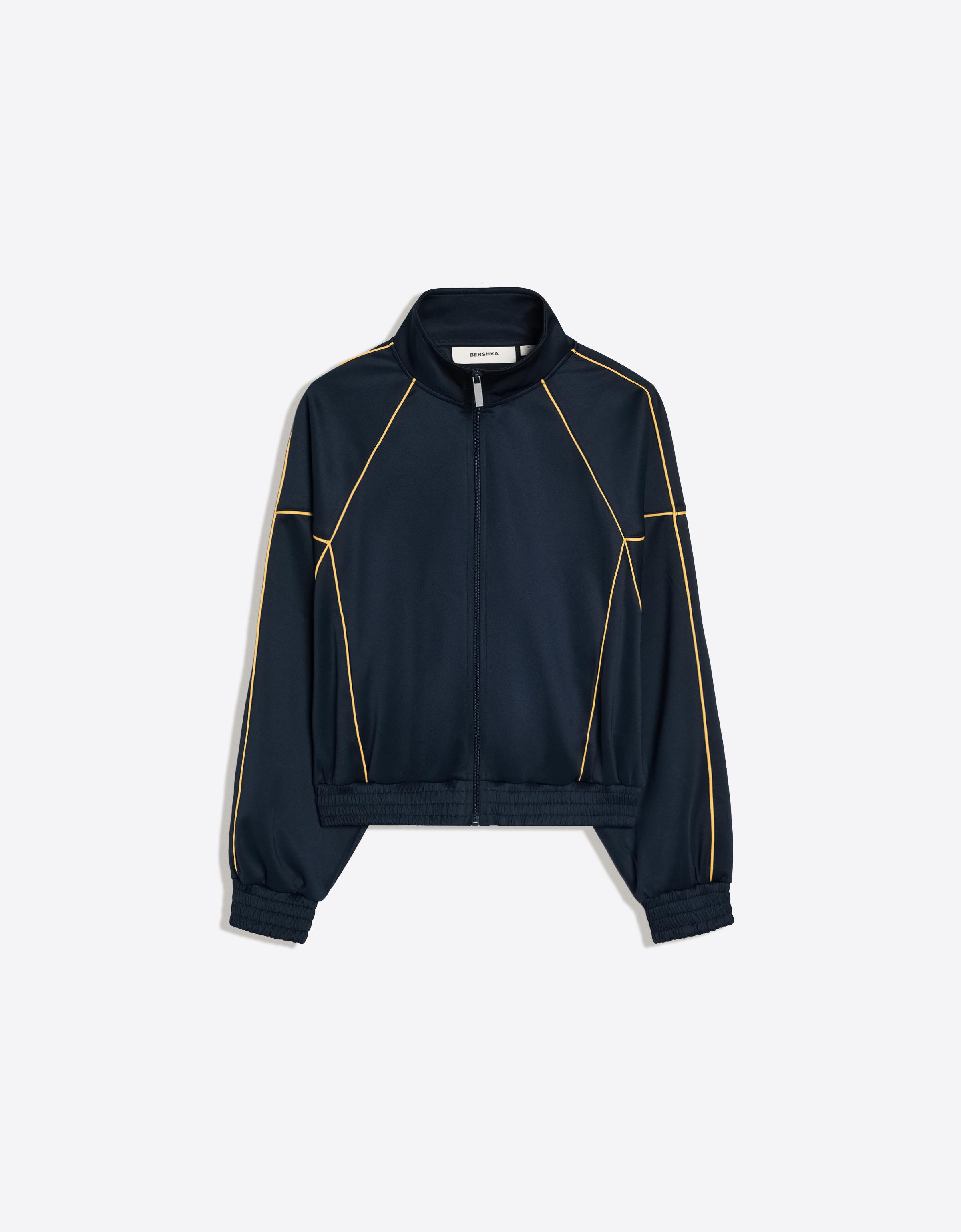 Contrast high neck jacket — Navy