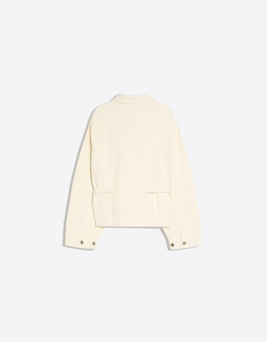 Veste en jean oversize-Écru