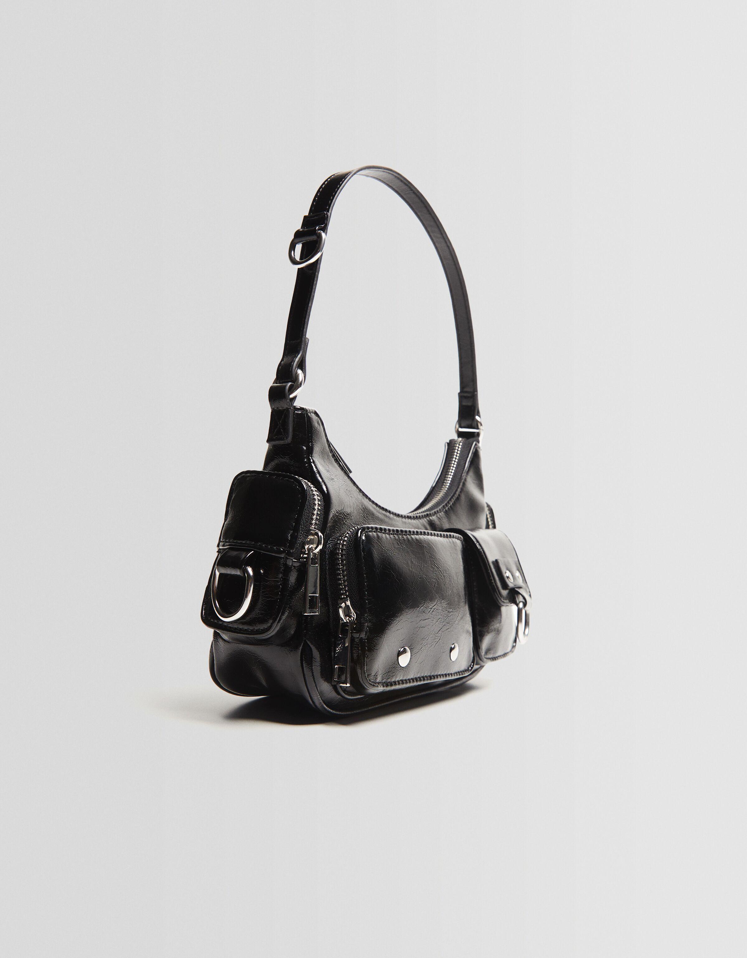 Multi-pocket shoulder bag — Black