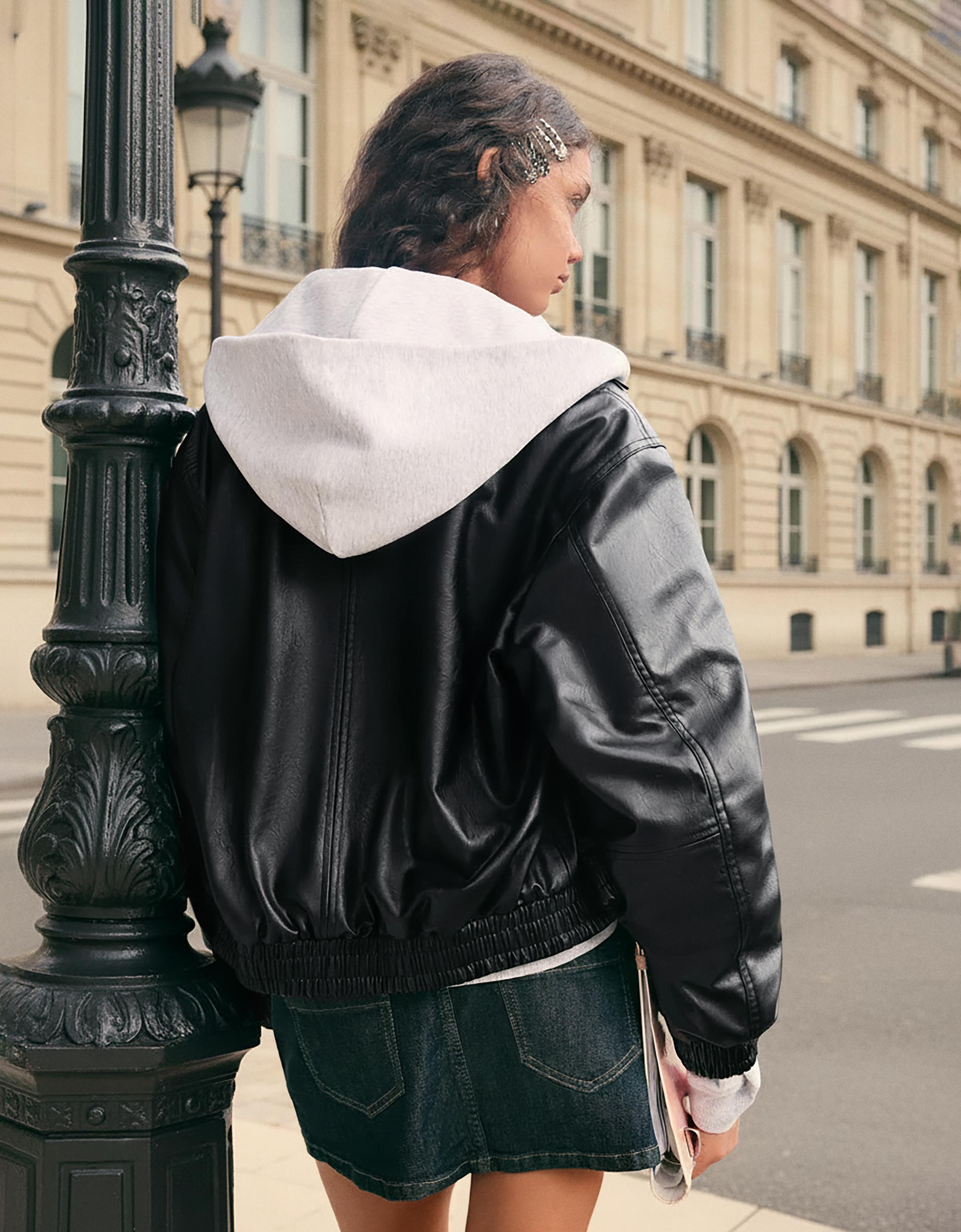Leather effect jacket — Black