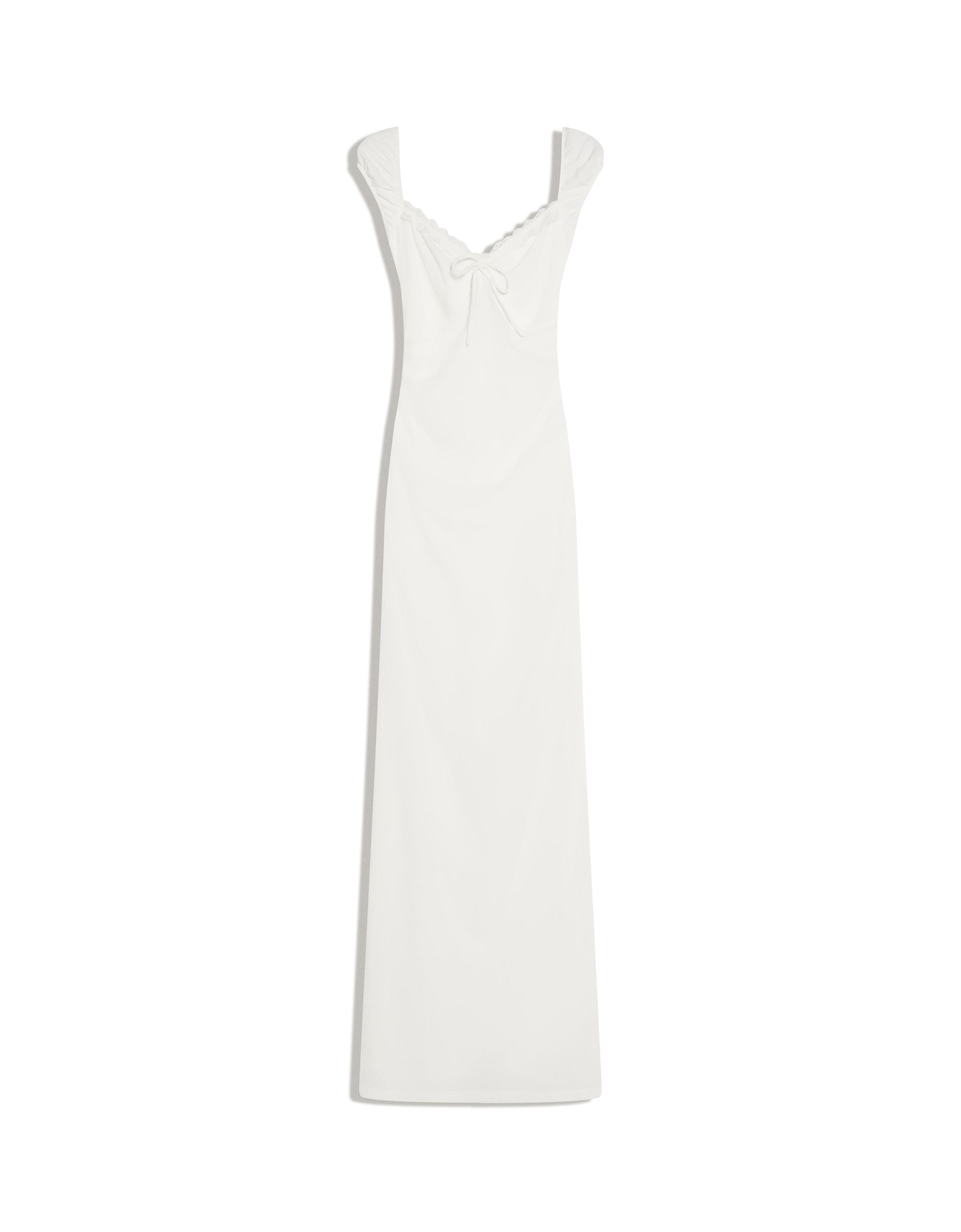 Printed lace midi dress — Off white