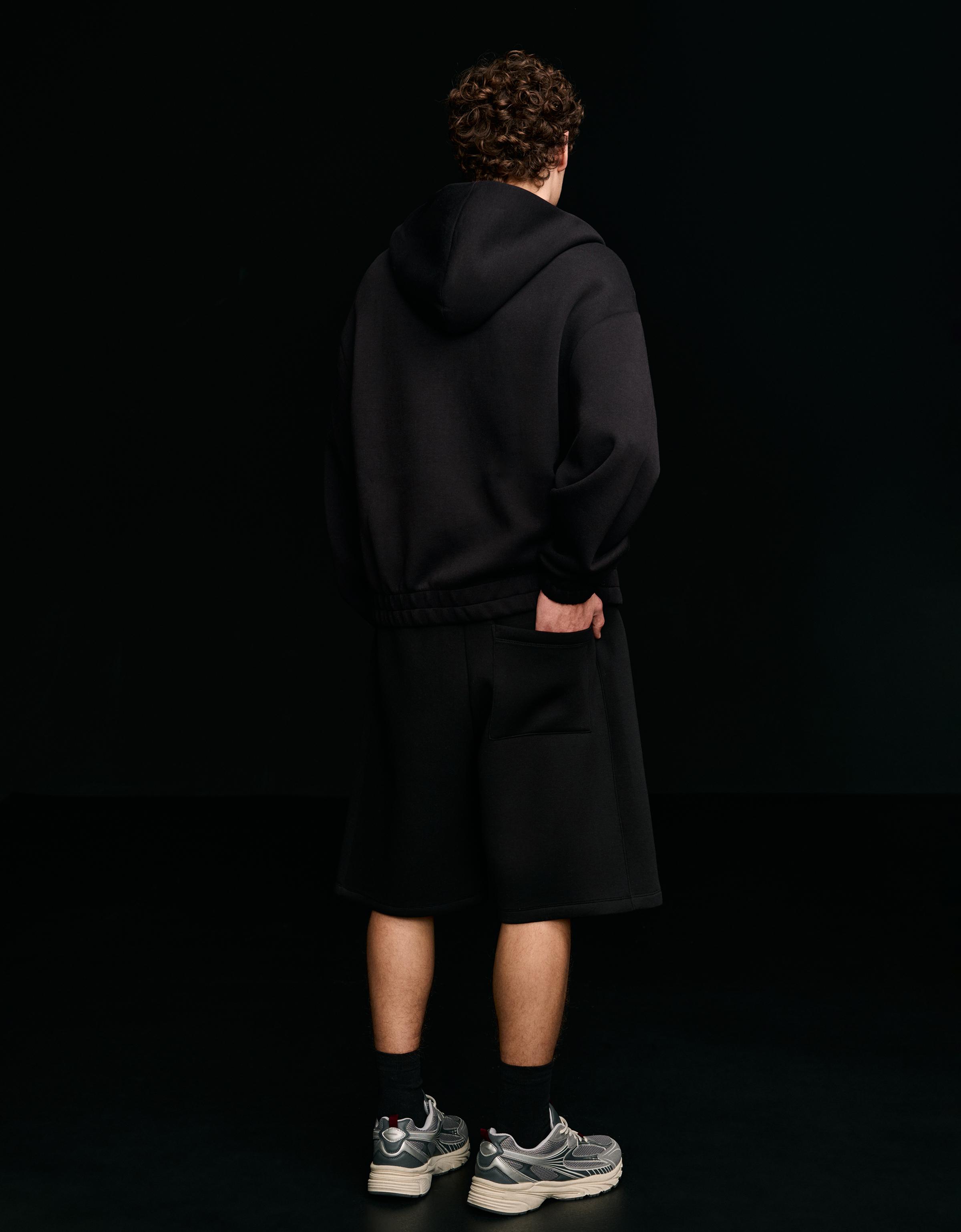 Fermuarlı sentetik kauçuk kumaş kapüşonlu sweatshirt - Görsel 62