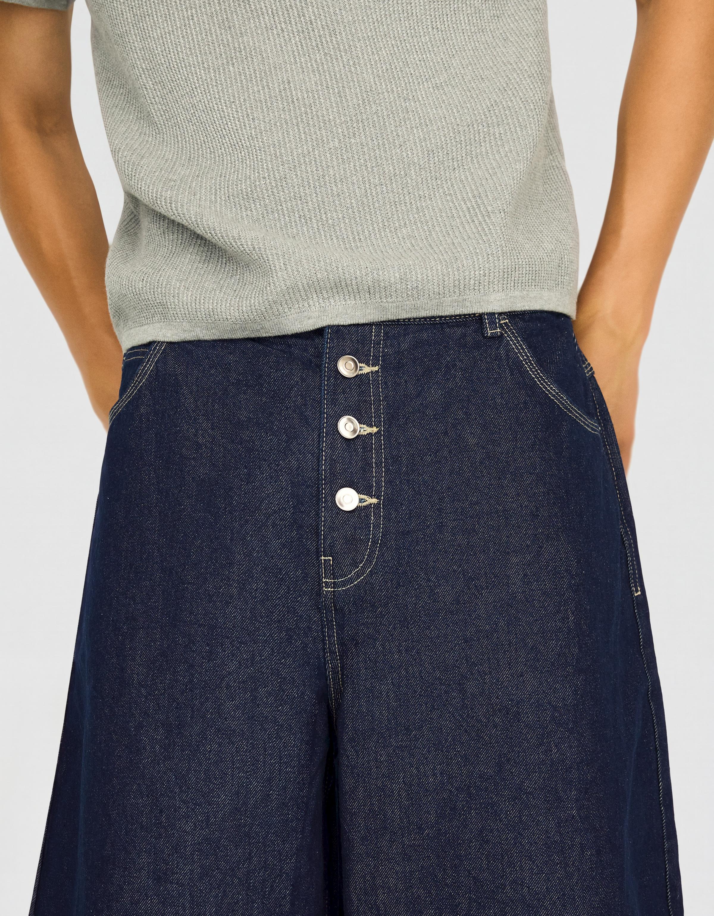 Barrel leg denim Bermuda shorts — Navy