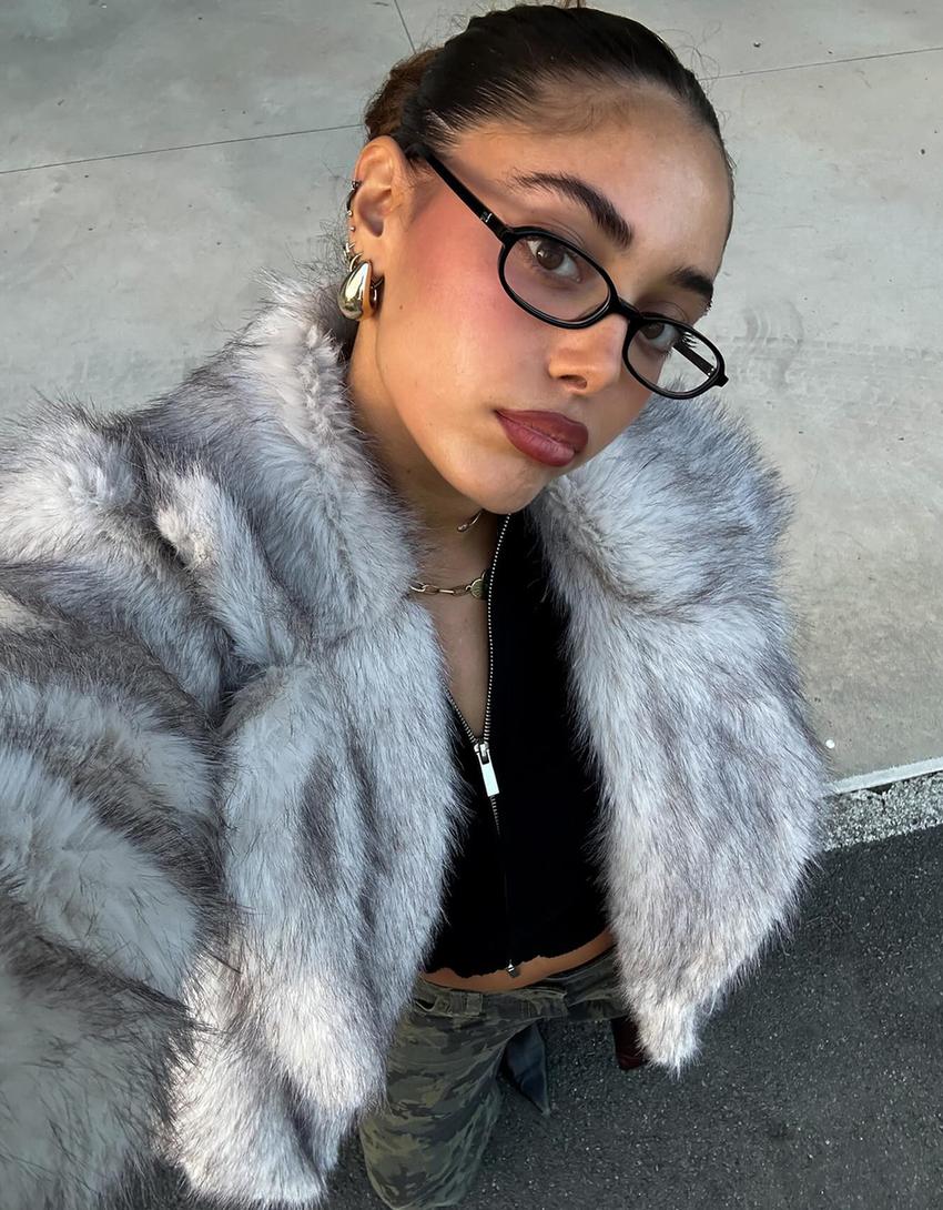 Faux fur jacket-Cream