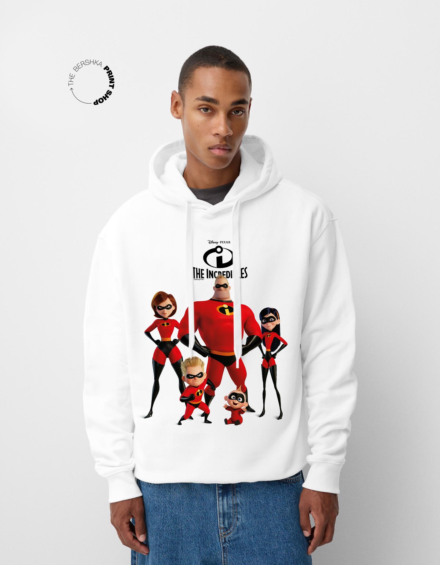 Bershka Felpa The Incredibles Cappuccio Uomo Xs Bianco