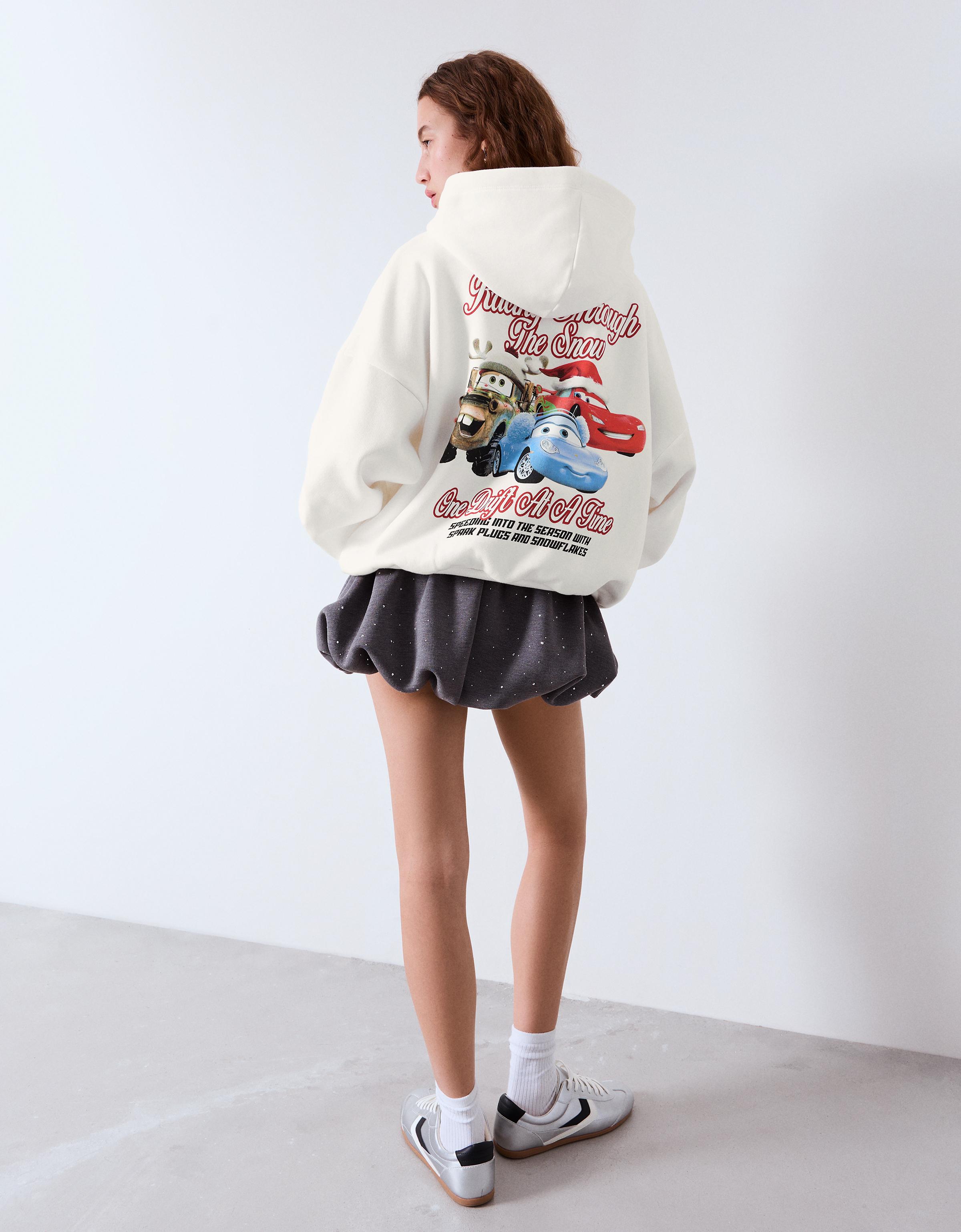 Cars print hood sweatshirt with hood sweatshirt — Off white