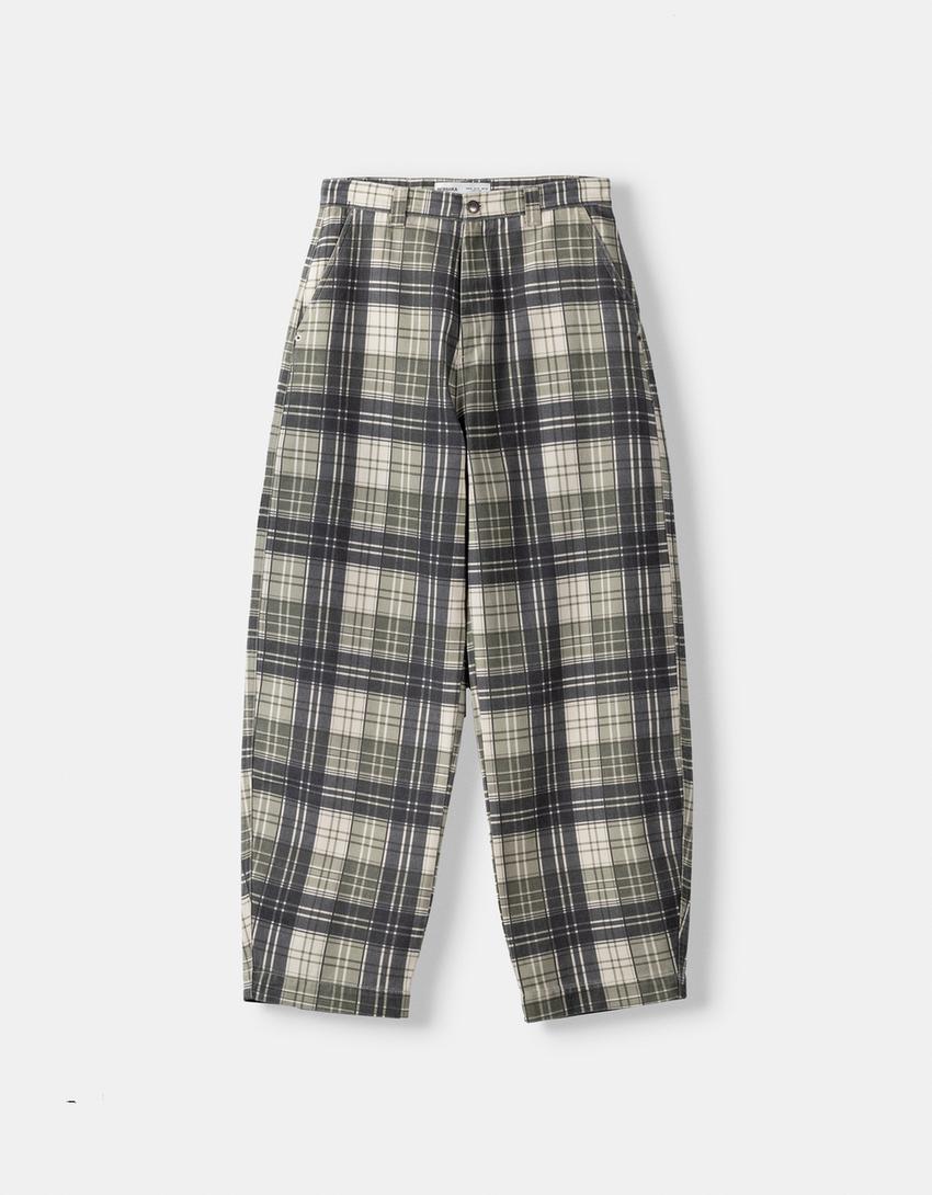 Calças balloon quadrados-Caqui-1