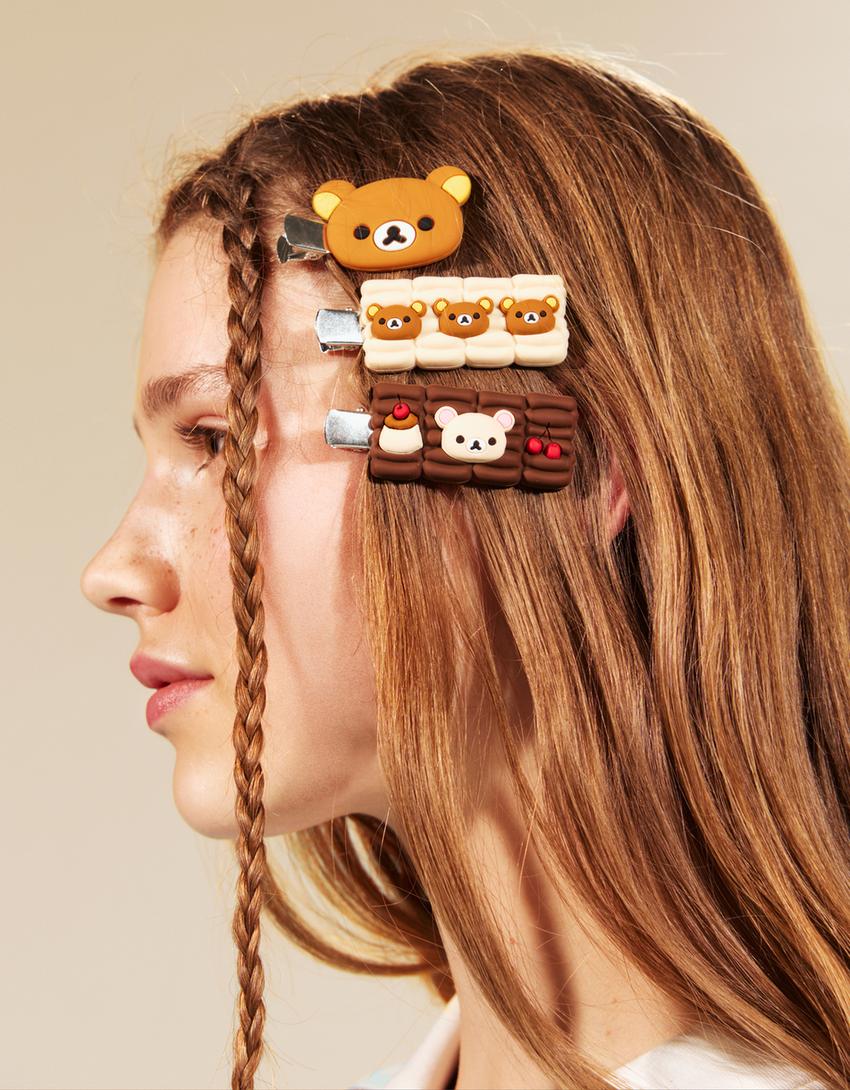 3er-Pack Rilakkuma-Klammern-Braun